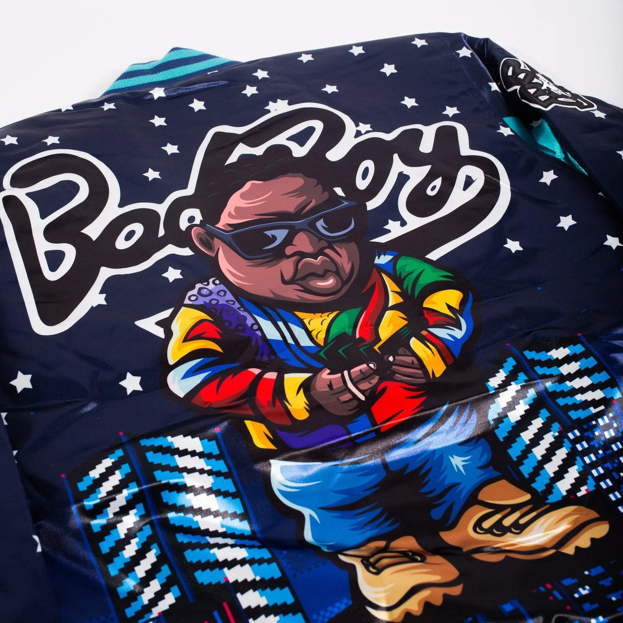 YOUTH BADBOY NIGHTLIFE SATIN JACKET BLACK/BLUE - Image 5