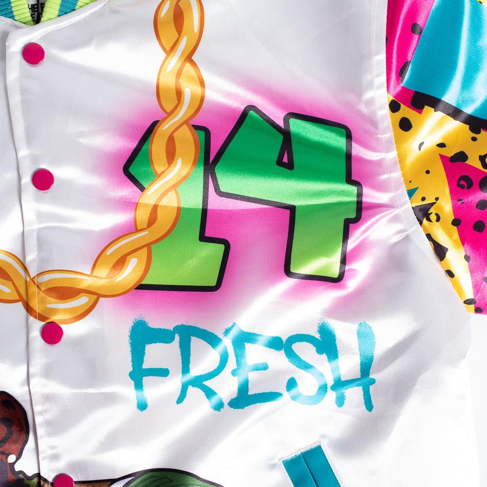 YOUTH FRESH PRINCE FRESH AIR GRAFFITI SATIN JACKET WHITE - Image 3