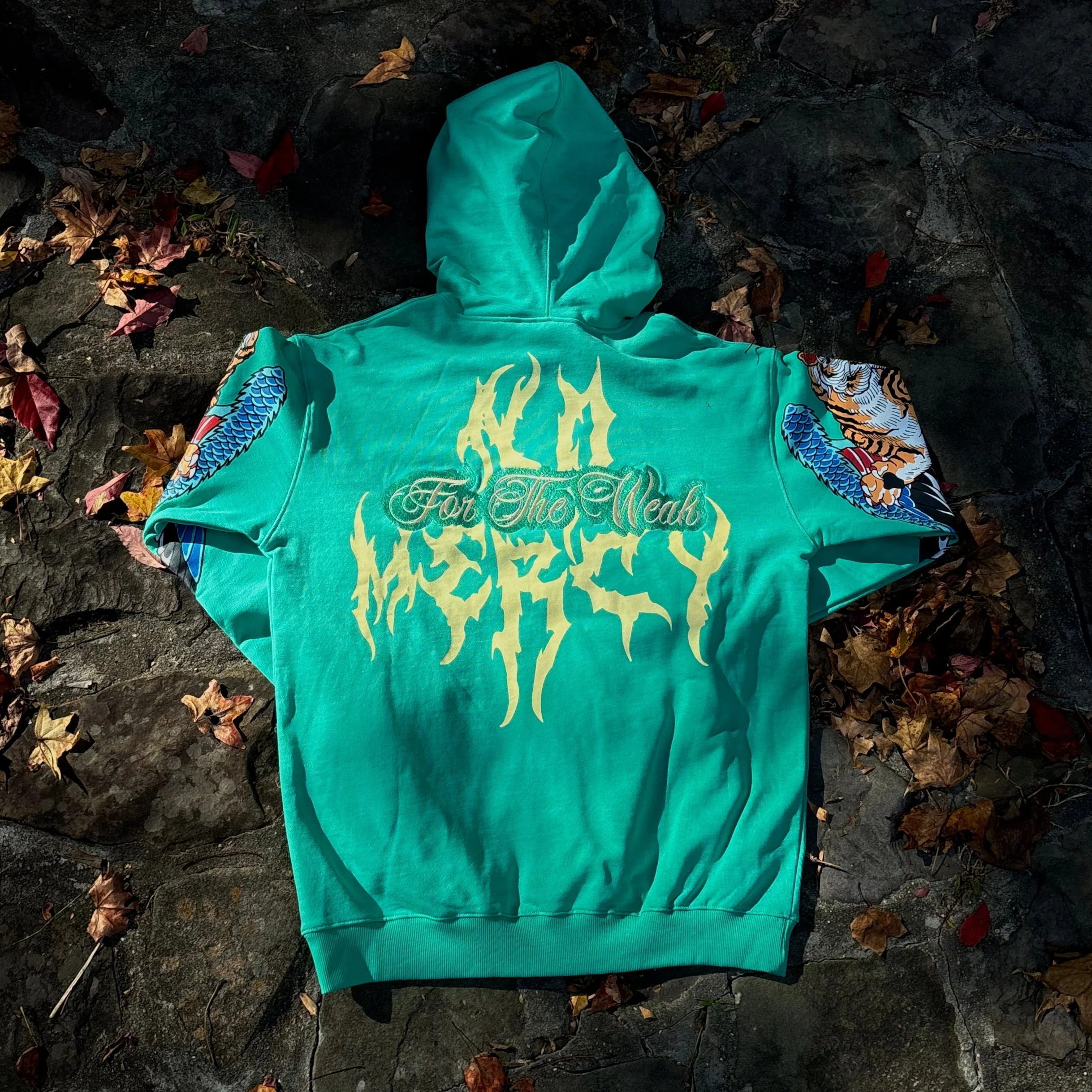 NO MERCY HOODIE (ELECTRIC GREEN) - Image 4