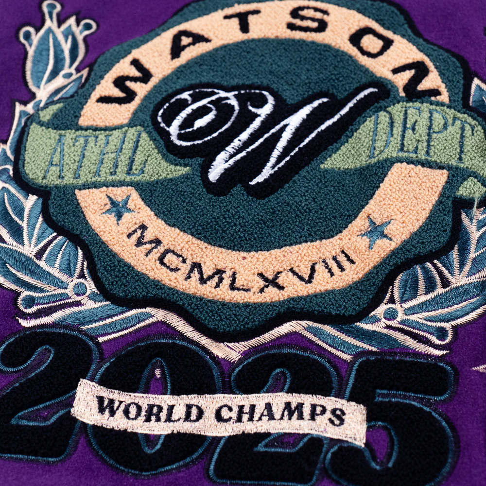 WATSON ATHLETIC DEPARTMENT VARSITY JACKET (PURPLE) - Image 5
