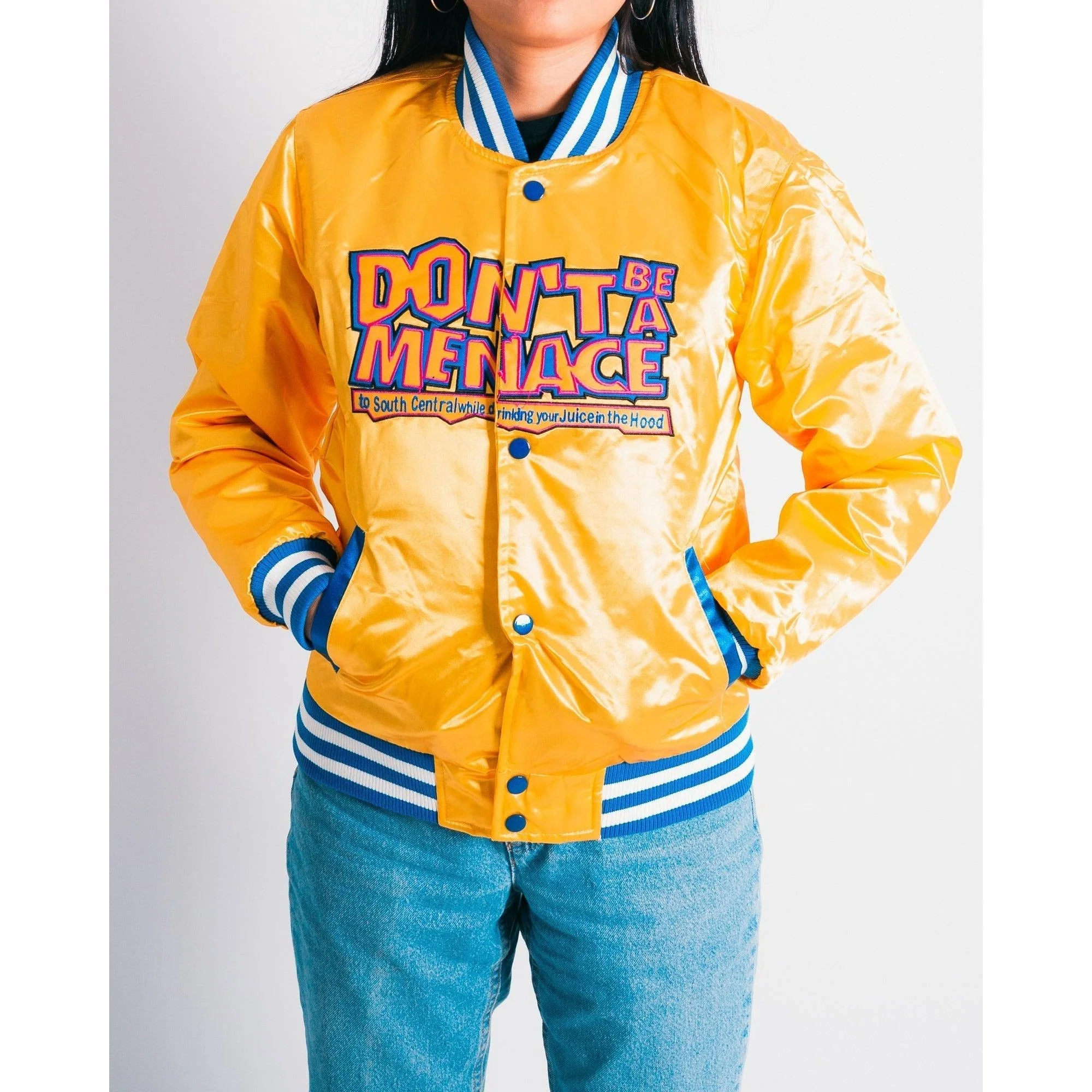 YOUTH DON'T BE A MENACE YELLOW SATIN JACKET - Image 3
