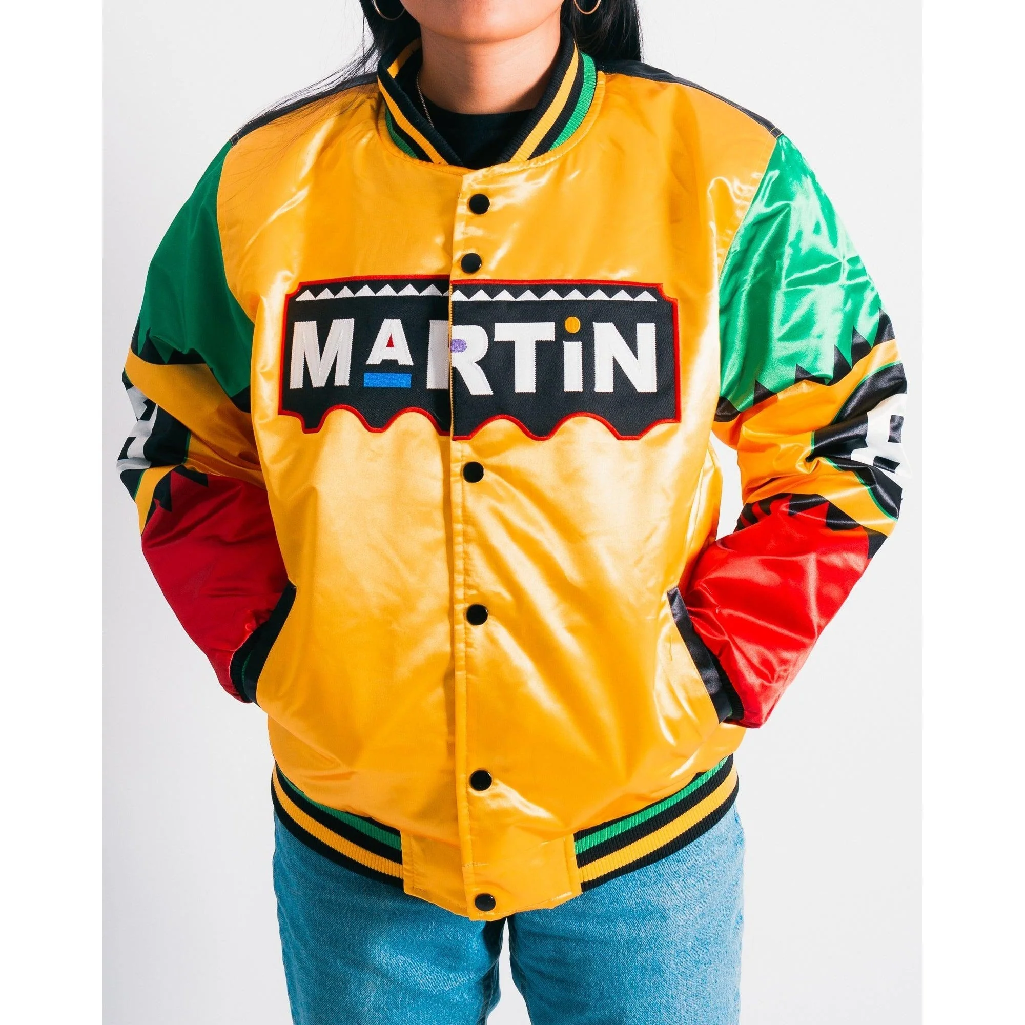 YOUTH MARTIN 8BALL INVERTED SATIN JACKET YELLOW - Image 3